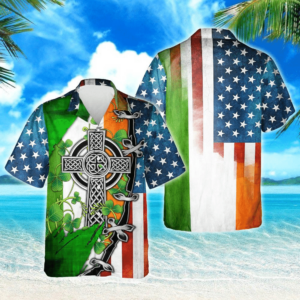 Irish Celtic Cross American Hawaiian Shirt - For Men And Women - Kids  - Thelegend59