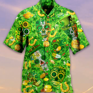 Irish Love Skull Happy And Gold Hawaiian Shirt - For Men And Women - Kids  - Thelegend59