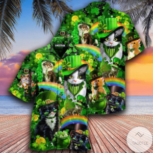 Irish Saint Patricks Day Cats Shamrocks Hawaiian Shirt - For Men And Women - Kids  - Thelegend59