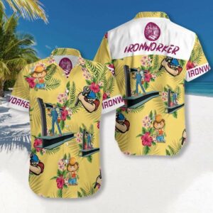 Ironworker Yellow Hawaiian Aloha Hawaiian Shirts  - Thelegend59