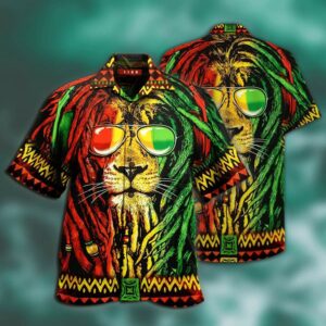 Jamaica Lion Hawaiian Aloha Hawaiian Shirts  - Thelegend59