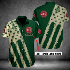 Jameson Whiskey American Flag Custom Name Hawaiian Graphic Print Short Sleeve  - Thelegend59