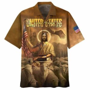 Jesus Bless American One Nation Under God Hawaiian Aloha Hawaiian Shirtss  - Thelegend59