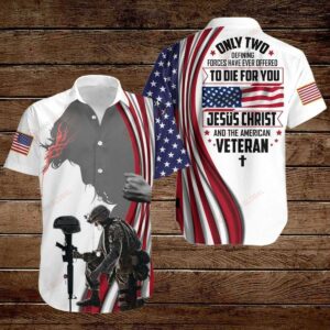 Jesus Christ And The American Veteran Aloha Hawaiian Shirts - For Men And Women - Kids  - Thelegend59