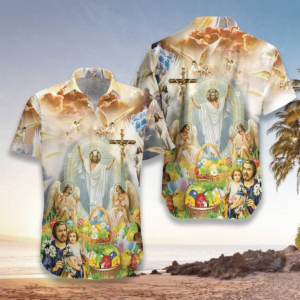 Jesus Happy Easter Hawaiian Shirts Aloha Hawaiian Shirt Aloha Hawaiian Shirts For Summer - For Men And Women - Kids  - Thelegend59