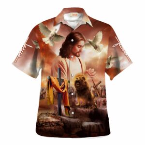 Jesus Is Praying - Lion Hawaiian Shirt - For Men And Women - Kids  - Thelegend59