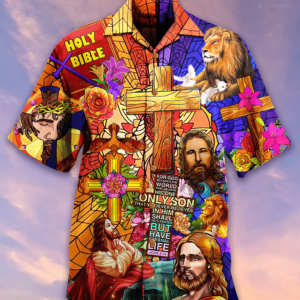 Jesus Lion And Flowers Christian Hawaiian Aloha Hawaiian Shirtss  - Thelegend59