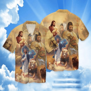 Jesus Lion Lamb Galaxy Hawaiian Shirt - For Men And Women - Kids  - Thelegend59