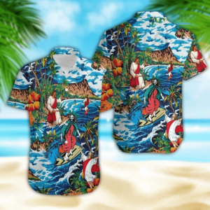 Jesus Surfing On Island Hawaiian Shirts Aloha Hawaiian Shirt Aloha Hawaiian Shirts For Summer - For Men And Women - Kids  - Thelegend59