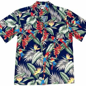 Jungle Macaws Navyhawaiian Shirt Made In Hawaii - Summer Hawaiian Shirts - Beach Hawaiian Shirtss  - Thelegend59