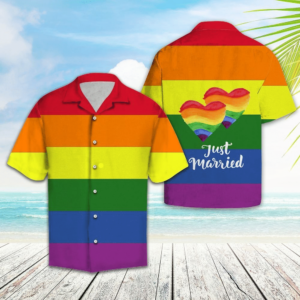 Just Married Lgbt Hawaiian Aloha Hawaiian Shirtss  - Thelegend59