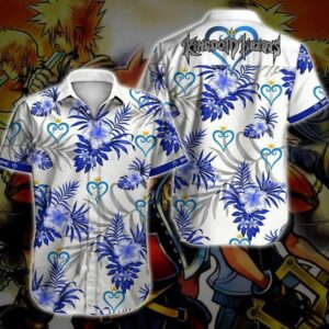 Kingdom Hearts White Blue Nice Design Hawaiian Shirt  - Thelegend59