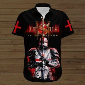 Knights Templar Jesus My Savior Red Light Gift Easter Day Hawaiian Shirts  - Thelegend59