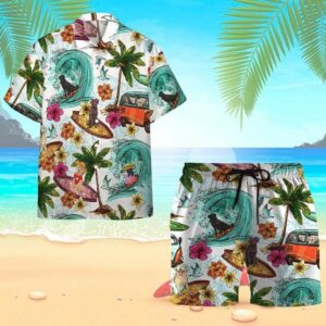 Labrador Retriever Surfing Summer Hawaiian Shirts Swim Trunks Beach Shorts  - Thelegend59