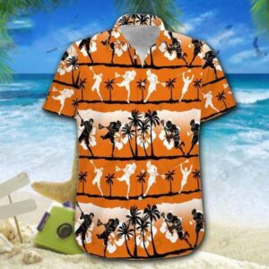 Lacrosse Orange Palm Tree Tropical Unisex Hawaiian Shirts  - Thelegend59