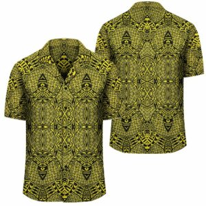Lauhala Mix Yellow Hawaiian Shirt  - Thelegend59