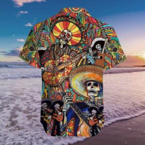 Lets Play A Guitar Skull Unisex Hawaiian Aloha Hawaiian Shirtss  - Thelegend59