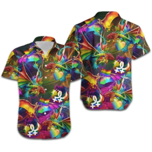 Lgbt Dragon Rainbow Hawaiian Shirt - For Men And Women - Kids  - Thelegend59