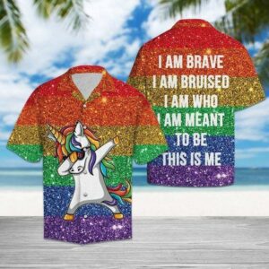 Lgbt Proud Funny Dabbing Unicorn Rainbow Hawaiian Aloha Hawaiian Shirts  - Thelegend59