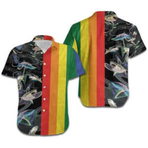 Lgbt Rainbow Sharks Hawaiian Shirt - For Men And Women - Kids  - Thelegend59
