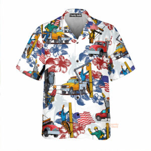 Lineman 4Th Of July Hawaiian Shirt - For Men And Women - Kids  - Thelegend59