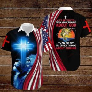 Lion About God And About Fishing Aloha Hawaiian Shirts  - Thelegend59