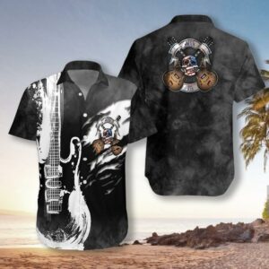 Live Free Or Die Guitar Balck White Unique Design Hawaiian Shirt  - Thelegend59