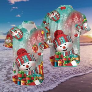 Lovely Snowman With Gift Merry Christmas Hawaiian Shirts  - Thelegend59