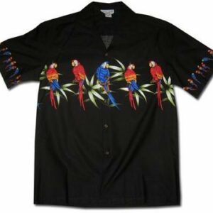 Macaw Madness Black Hawaiian Shirt Made In Hawaii - Summer Hawaiian Shirts - Beach Hawaiian Shirtss  - Thelegend59