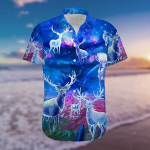 Magic Blue Light Deer Hawaiian Shirt  - Thelegend59