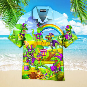 Mardi Grass Dinosaur Funny Aloha Hawaiian Shirts Pn303059Lb - For Men And Women - Kids  - Thelegend59