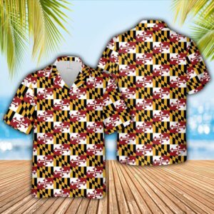 Maryland Flag Pattern Hawaiian Aloha Hawaiian Shirtss  - Thelegend59