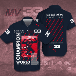Max Verstappen Red Bull Mv33 Champion Hawaiian Graphic Print Short Sleeve  - Thelegend59