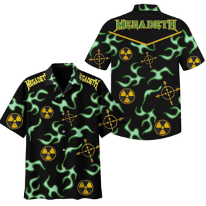 Megadeth Band Hawaiian Graphic Print Short Sleeve  - Thelegend59