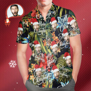 Men'S Custom Face Merry Christmas Hawaiian Shirts - For Men And Women - Kids  - Thelegend59