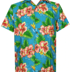 Mens Hawaiian Shirt Hibiscus Flower Print Beach Party Aloha Camp Hawaiian Shirt For Men  - Thelegend59