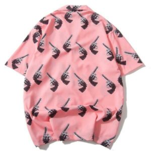 Mens Hawaiian Shirt Pistol Gun Print Harajuku Summer Beach Hawaiian Shirts  - Thelegend59