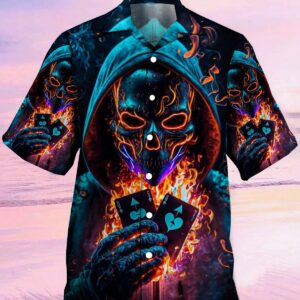 Men'S Hawaiian Shirts Skull Love Darkness Flame Cards Hawaiian Shirt - For Men And Women - Kids  - Thelegend59