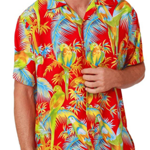 Mens Parrot Red Hawaiian Shirt  - Thelegend59
