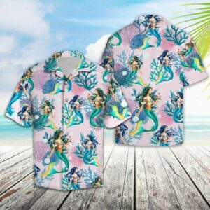 Mermaid Hangout Together Multicolor Best Design Hawaiian Shirt For Men Women  - Thelegend59