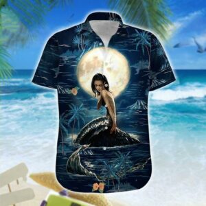 Mermaid Under The Moon Light Hawaiian Shirt For Men Women  - Thelegend59