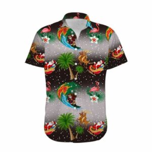 Merry Christmas Santa Claus And Flamingo Hawaiian Aloha Hawaiian Shirtss  - Thelegend59