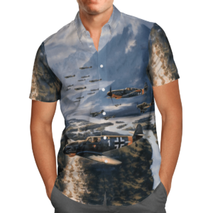 Messerscitt German World War 2 Blue Awesome Design Unisex Hawaiian Shirt  - Thelegend59