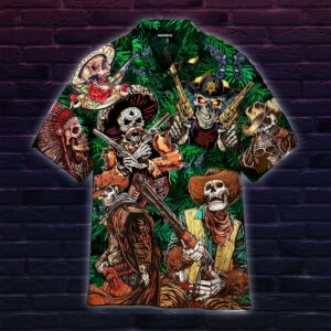Mexican Cowboy Skull Hawaiian Shirt For Men Women  - Thelegend59