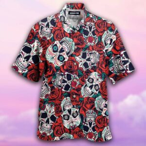 Mexico Sugar Skull Rose Hawaiian Shirt For Men Women  - Thelegend59