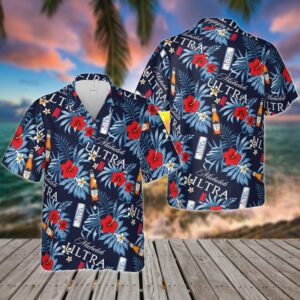Michelob Ultra All Over Print 3D Flowery Aloha Summer Beach Hawaiian Shirt  - Thelegend59