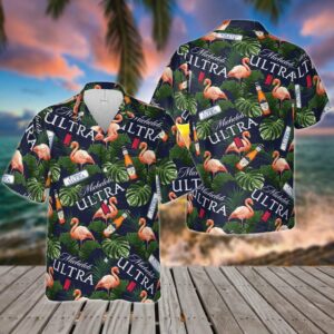 Michelob Ultra Flamingo All Over Print 3D Flowery Aloha Summer Beach Hawaiian Shirt  - Thelegend59
