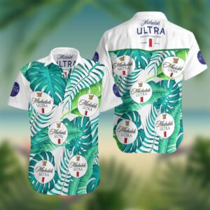 Michelob Ultra Tropical Leafs All Over Print 3D Hawaiian Shirt  - Thelegend59