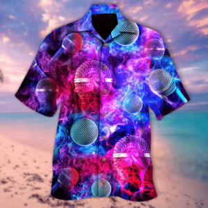 Microphone Enveloped In A Colored Purple Unique Design Unisex Hawaiian Shirt  - Thelegend59