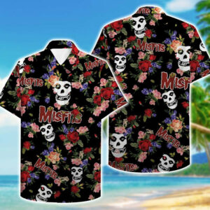 Misfits Music Band Hawaiian Graphic Print Short Sleeve  - Thelegend59